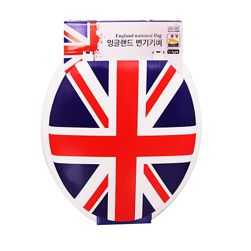 잉글랜드 국기 소프트 변기 커버 교체 업소용 가정용 (U자형) 중형 화이트
